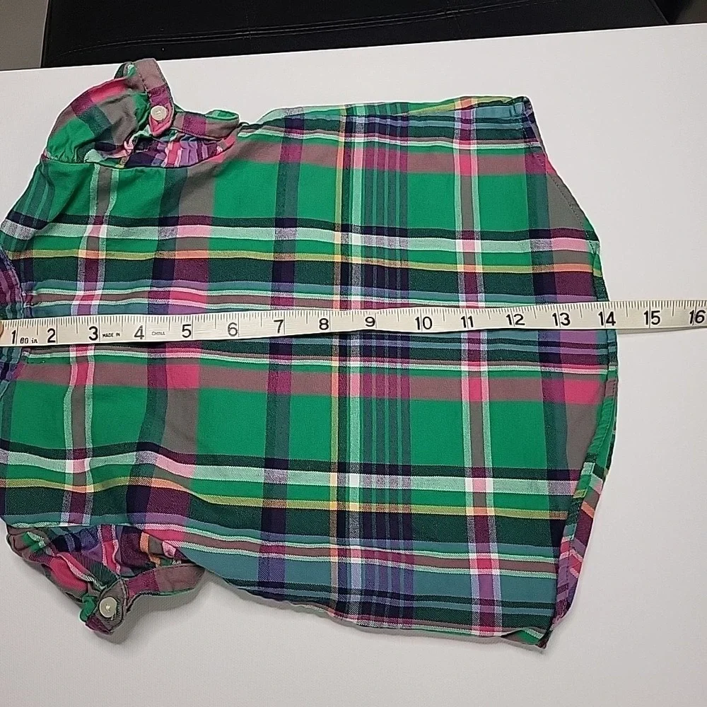 RALPH LAUREN Infant Girl Size 18mo Plaid Print‎ Long Blouse Tunic Top
